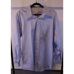 Brooks Brother Dress Shirt Men's 17.5-36 Blue 100% Cotton Traditional Fit Pocket